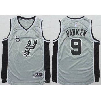 Men's San Antonio Spurs #9 Tony Parker Revolution 30 Swingman 2014 New Gray Jersey