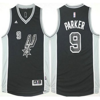 Men's San Antonio Spurs #9 Tony Parker Revolution 30 Swingman 2015-16 New Black Jersey