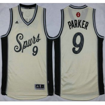 Men's San Antonio Spurs #9 Tony Parker Revolution 30 Swingman 2015 Christmas Day White Jersey