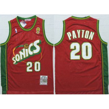 Men's Seattle Supersonics #20 Gary Payton 1997-98 Red Hardwood Classics Soul Swingman Throwback Jersey