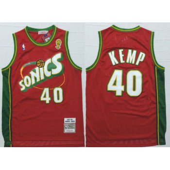 Men's Seattle Supersonics #40 Shawn Kemp 1997-98 Red Hardwood Classics Soul Swingman Throwback Jersey