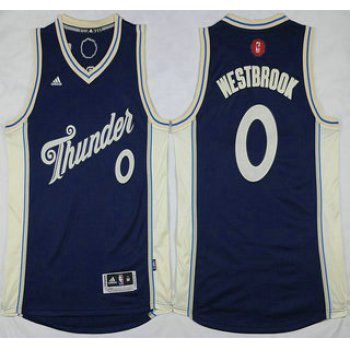 Oklahoma City Thunder #0 Russell Westbrook Revolution 30 Swingman 2015 Christmas Day Navy Blue Jersey