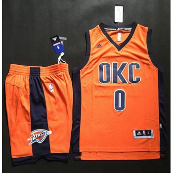 Thunder #0 Russell Westbrook Orange Alternate A Set Stitched NBA Jersey