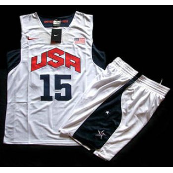 2012 Olympic USA Team #15 Carmelo Anthony White Basketball Jerseys & Shorts Suit