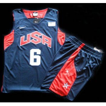 2012 Olympic USA Team #6 LeBron James Blue Basketball Jerseys & Shorts Suit