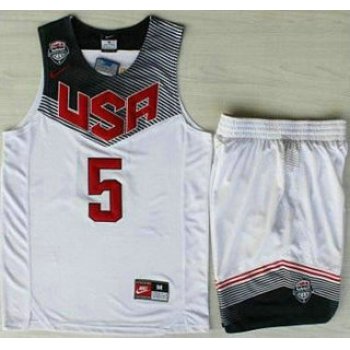 2014 USA Dream Team #5 Kevin Durant White Basketball Jersey Suits