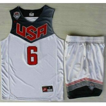 2014 USA Dream Team #6 Derrick Rose White Basketball Jersey Suits