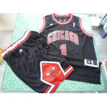 Chicago Bulls 1 Derek Rose black color Swingman Basketball Suit