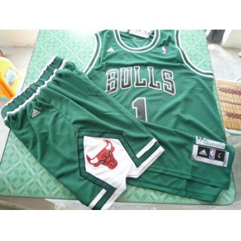 Chicago Bulls 1 Derek Rose white green swingman Basketball Suit