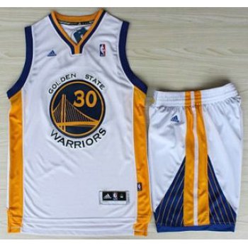 Golden State Warriors 30 Stephen Curry White Revolution 30 Swingman Jerseys Shorts NBA Suits