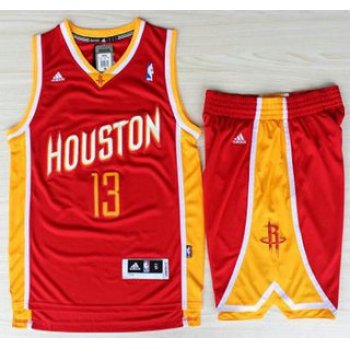 Houston Rockets 13 James Harden Red Throwback Revolution 30 Swingman Jerseys Shorts NBA Suits