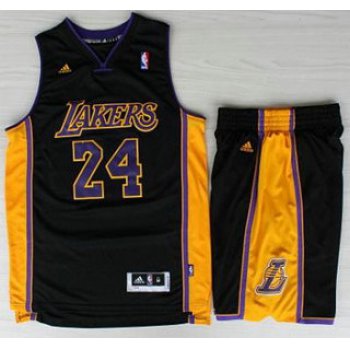 Los Angeles Lakers #24 Kobe Bryant Black Revolution 30 Swingman NBA Jerseys Shorts Suits Purple Number 2013 New Style