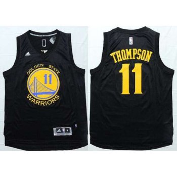 Men's Golden State Warriors #11 Klay Thompson Revolution 30 Swingman 2014 New Black With Gold Jersey