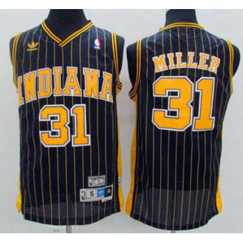 Men's Indiana Pacers #31 Reggie Miller Navy Blue Pinstirpe Hardwood Classics Soul Swingman Throwback Jersey