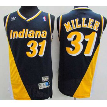 Men's Indiana Pacers #31 Reggie Miller Navy Blue With Yellow Hardwood Classics Soul Swingman Throwback Jersey