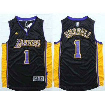 Men's Los Angeles Lakers #1 D'Angelo Russell Revolution 30 Swingman 2015 Draft New Black With Purple Jersey