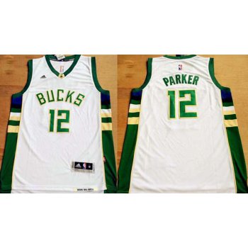 Men's Milwaukee Bucks #12 Jabari Parker Revolution 30 Swingman 2015 New White Jersey