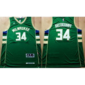 Men's Milwaukee Bucks #34 Giannis Antetokounmpo Revolution 30 Swingman 2015 New Green Jersey