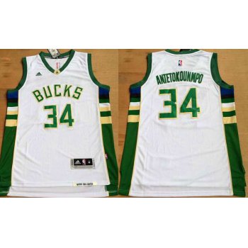 Men's Milwaukee Bucks #34 Giannis Antetokounmpo Revolution 30 Swingman 2015 New White Jersey