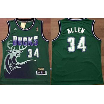 Men's Milwaukee Bucks #34 Ray Allen ABA Hardwood Classic Swingman Green Throwback Jersey