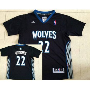 Men's Minnesota Timberwolves #22 Andrew Wiggins Revolution 30 Swingman 2014 New Black Short-Sleeved Jersey