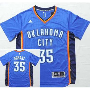 Men's Oklahoma City Thunder #35 Kevin Durant Revolution 30 Swingman 2014 New Blue Short-Sleeved Jersey