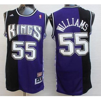 Men's Sacramento Kings #55 Jason Williams PurpleBlack Hardwood Classics Soul Swingman Throwback Jersey