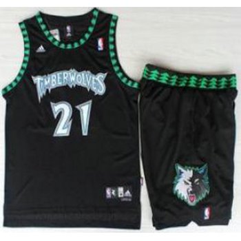 Minnesota Timberwolves #21 Kevin Garnett Black Hardwood Classics Revolution 30 Jersey Short Suits