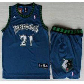 Minnesota Timberwolves #21 Kevin Garnett Blue Hardwood Classics Revolution 30 Jersey Short Suits