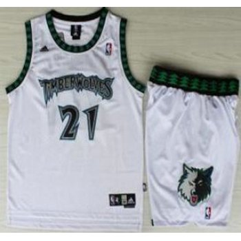 Minnesota Timberwolves #21 Kevin Garnett White Hardwood Classics Revolution 30 Jersey Short