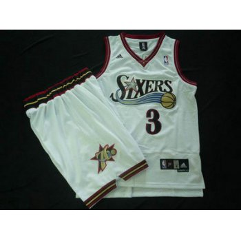 Philadelphia 76ers 3 A.Iverson white color Swingman Basketball Suit