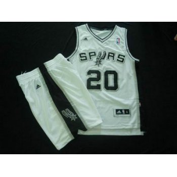 San Antonio Spurs 20 Manu Ginobili White Basketball Suit