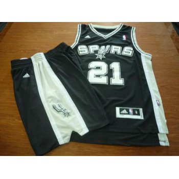 San Antonio Spurs 21 Tim Duncan black Basketball Suit