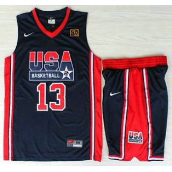 USA Basketball 1992 Olympic Dream Team #13 Chris Mullin Blue Jerseys & Shorts