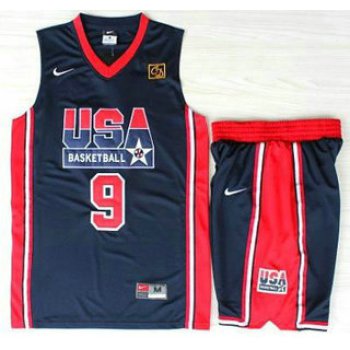 USA Basketball 1992 Olympic Dream Team #9 Michael Jordan Blue Jerseys & Shorts