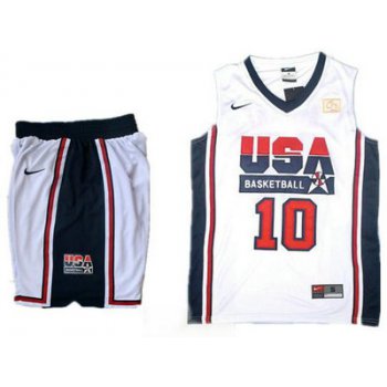 USA Basketball Retro 1992 Olympic Dream Team 10 Kobe Bryant White Basketball Suit