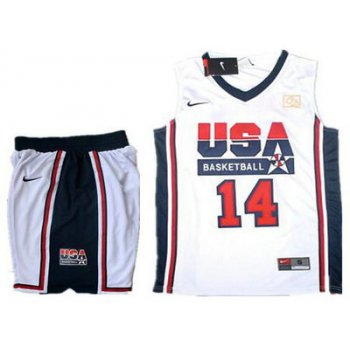 USA Basketball Retro 1992 Olympic Dream Team 14 Charles Barkley White Basketball Suit