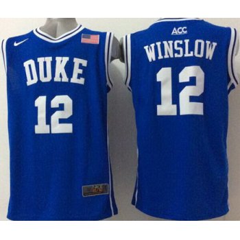 Duke Blue Devils #12 Justise Winslow 2015 Blue Round Collar Jersey