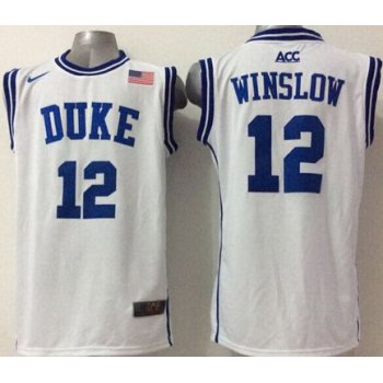 Duke Blue Devils #12 Justise Winslow 2015 White Round Collar Jersey