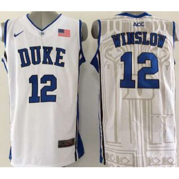 Duke Blue Devils #12 Justise Winslow White Jersey