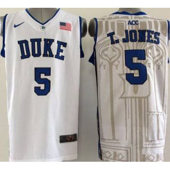 Duke Blue Devils #5 Tyus Jones White Jersey