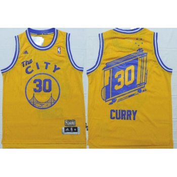 Golden State Warriors #30 Stephen Curry The City Yellow Swingman Throwback Jersey