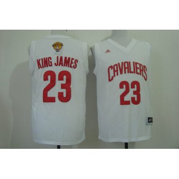 Men's Cleveland Cavaliers #23 King James Nickname 2015 The Finals 2015 White Fashion Jersey