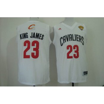 Men's Cleveland Cavaliers #23 King James Nickname 2015 The Finals White Fashion Jersey