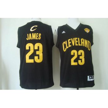 Men's Cleveland Cavaliers #23 LeBron James 2015 The Finals Black With Gold Jersey