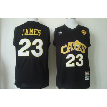 Men's Cleveland Cavaliers #23 LeBron James 2015 The Finals CavFanatic Black Hardwood Classics Soul Swingman Throwback Jersey