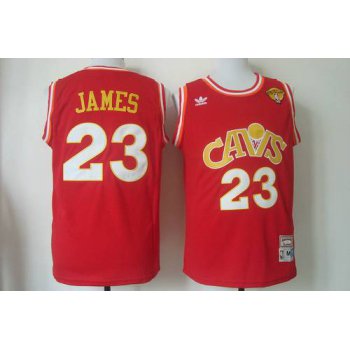 Men's Cleveland Cavaliers #23 LeBron James 2015 The Finals CavFanatic Red Hardwood Classics Soul Swingman Throwback Jersey