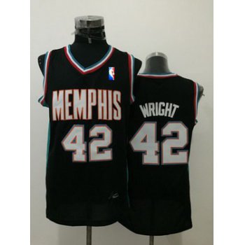 Men's Memphis Grizzlies #42 Lorenzen Wright Black Hardwood Classics Soul Swingman Throwback Jersey