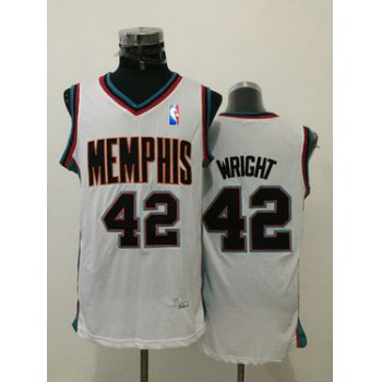 Men's Memphis Grizzlies #42 Lorenzen Wright White Hardwood Classics Soul Swingman Throwback Jersey