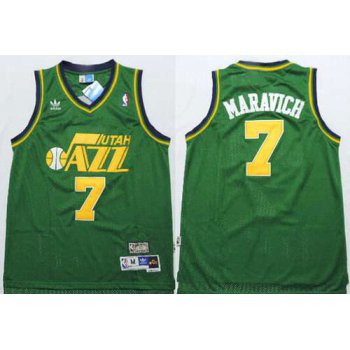 Men's Utah Jazz #7 Pete Maravich Green Hardwood Classics Soul Swingman Throwback Jersey